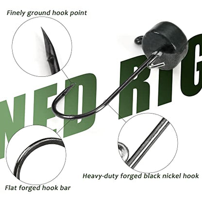 Ned Rig Jig Heads TRD Stick Worms Kit, 60, 35 Pack Ned Rig Lures Mushroom Jigs Finesse Soft Plastic Baits for Bass Fishing Freshwater Saltwater - color: 35 Pcs Ned Rig Lures