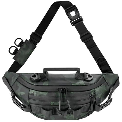 THKFISH Fishing Waist Pack, Fishing Tackle Bag Waterproof Fanny Pack for Women & Men Portable Sling Bag - color: Green Camo-REGULAR