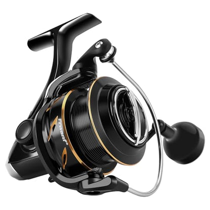 New DF Spinning Reel Saltwater Freshwater Fishing Reel Shallow Aluminum Spool, 5.2:1 Gear Ratio, Upgraded Copper Gears, Metal Handle Knob, Smooth Bearings - size: 3000, style: Shallow Line Cup