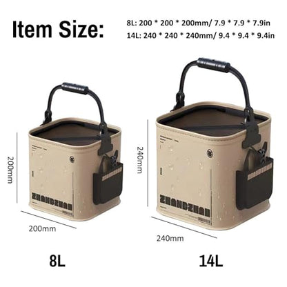 Collapsible Fishing Bucket – Portable EVA Bait Container with Rope & Net for Outdoor Fish ing & & Shrimp, Camping and Hiking(2.1Gallon/8L) - size: 2.1Gallon/8L