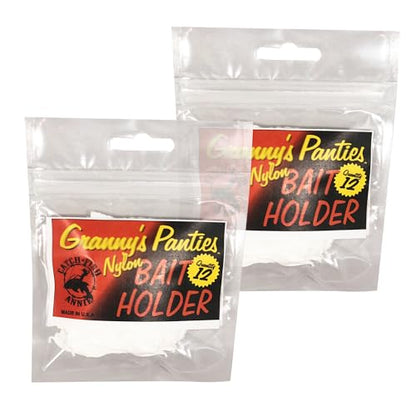 Granny's Panties Nylon Bait Holder for Fishing - Secures Bait on Hook, Prevents Loss to Small Fish & When Casting - For All Bodies of Water - Made in USA - 2-Pack