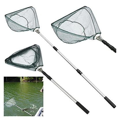 Fish Net Fly Fishing Net Mesh Wooden Handle Nylon/Rubber Landing Net Catch and Release Holder Basket Combo Kit Trout FishingTools Dip Net (Color : 37x33cm) - color: 37x33cm
