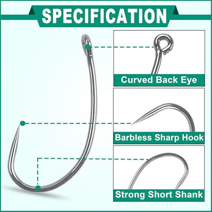 Barbless Fishing Hooks Curve Shank Carp Trout Circle Hooks Crank Fly Tying Hooks Carp Leader Hair Bait Rigs Fishing Accessoires for Freshwater Saltwater - size: 270pcs Kit-Mixed 5 Sizes