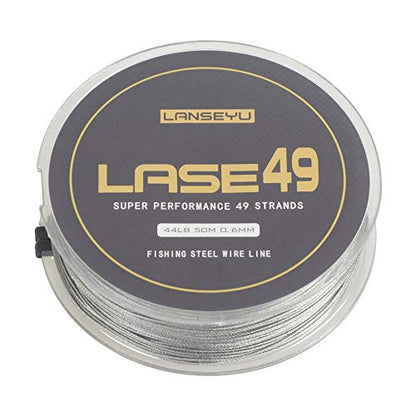 50M 44lb/70lb Test Stainless Steel Fishing Wire - 7x7 Strands, 0.6mm/0.8mm Trace Coating, Jigging Line - color: 0.6mm-44lb-50M