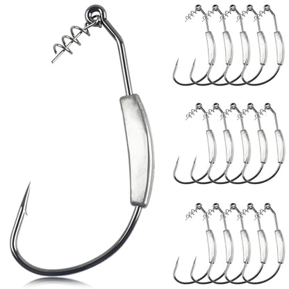 Weighted Swimbait Hooks,10pcs Jig Heads with Twistlock Weighted Soft Plastic Worm Fishing Hooks for Bass Fishing Saltwater Freshwater - size: 3/0(3g)-15pcs