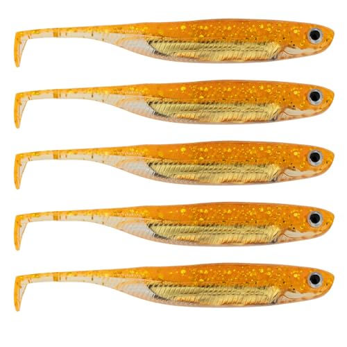 QualyQualy Soft Plastic Swimbait Paddle Tail Shad Lure Soft Bass Shad Bait Minnow Paddle Tail Swim Bait for Bass Trout Walleye Crappie - 2.75in, 3.14in, 3.94in, 5in - color: 13#, size: 3.14in - 6Pcs