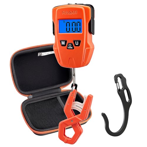 Fish Scale Digital Fishing Scale with Lip Gripper & Replaceable Hook, Auto Unit Recall, 110 lb Capacity, Memory & Total, Multi-Mode lb/oz/kg with LCD Display, Fishing Gift for Men