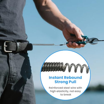 Retractable Safety Lanyards Coiled Lanyard with Aluminum Hook and Quick Release Buckle Lanyard Safe Tool for Fishing Kayaking Keys - color: 4Pcs