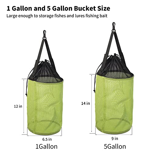 1 Gallon Foldable Fishing Bait Bag Textilene Mesh Net Fishing Bucket Storage Cage - size: 1 Gallon