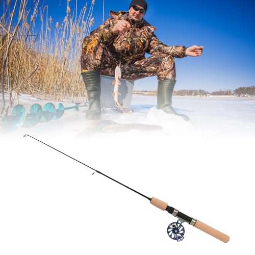 Ice Fishing Rod and Reel Combo Prevent Slip Short Section 65cm Ice Fishing Rod for Winter Fishing