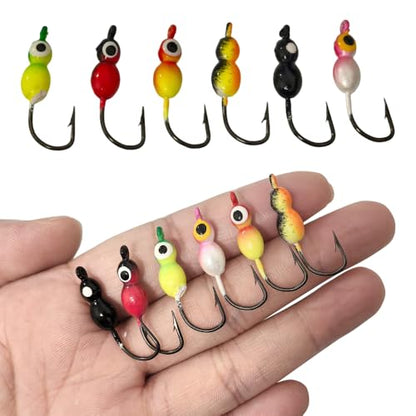 Ice Fishing Jigs Glow Fishing Bait Jigging Hook Kit Winter Metal Hooks for Crappie, Panfish, Walleye, Bluegills and Other Species - style: Style6-6pcs