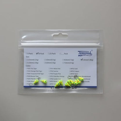 10 Pieces 3.0-6.0mm Teardrop Tungsten Ice Jig - color: SP02 Chartreuse Wonderbread Glow, size: TIJ02 4MM 10PCS