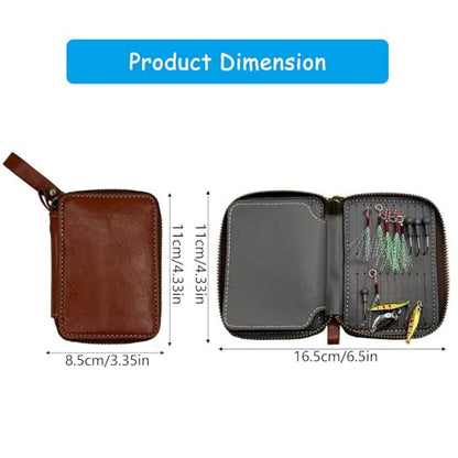 PU Leather Organizers Bag Fishing Lure Spoon Baits Trout Lure Wallet with Strap Portable Artificial Baits Binder Fishing Accessory
