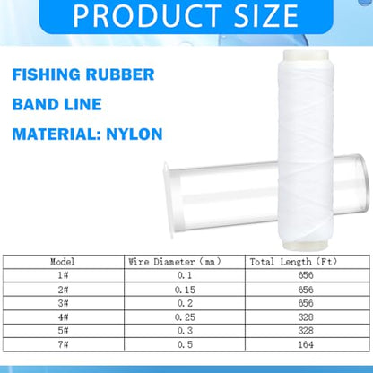 Timgle 6 Rolls Fishing Thread Nylon Elastic Invisible Magic Fishing String 6 Size (0.1/0.15/0.2/0.25/0.3/0.5 mm) Bait Thread Clear Fish Line with Storage Case for Freshwater Saltwater