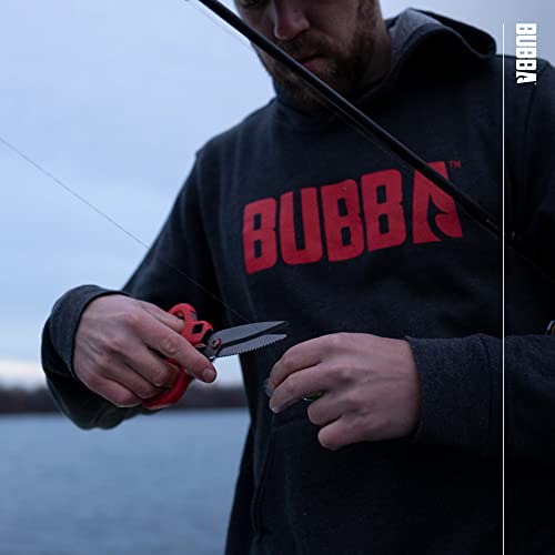 BUBBA Medium Shears Fishing Multi Tool - With Micro-Serrated Blades, Hook Eye Cleaner, Hook Sharpener, & Descaler - size: Medium