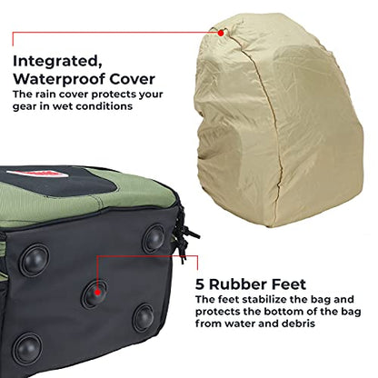 OSAGE RIVER Fishing Backpack, Fits 4 Large Tackle Boxes MOLLE Webbing Rod Holder Waterproof Cover, Includes Pliers Flashlight - color: Bag Only, size: Medium