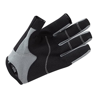 Gill Deckhand Sailing Gloves - Long Fingers with Exposed Finger and Thumb - 50+ UV Sun Protection & Water Repellent - color: Black, size: X-Small