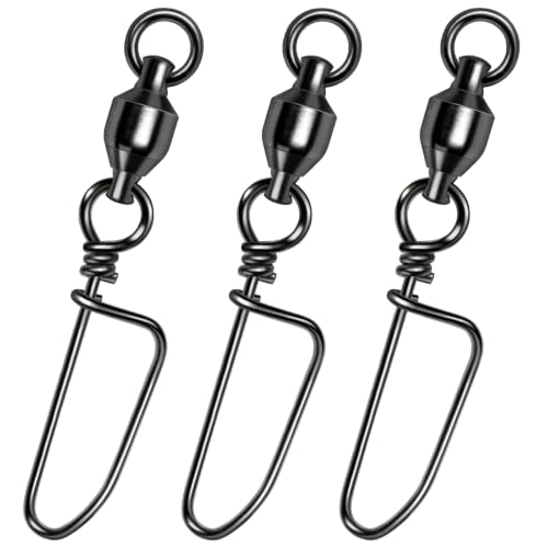 Alwonder 20-Pack Ball Bearing Swivels with Snaps, Fishing Snap Swivels Fishing Tackle Saltwater Freshwater Coastlock Snaps Barrel Swivel Leader Connector Downrigger Planer Release Clips - size: #10-503lb