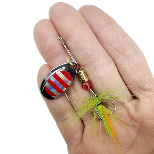 Fishing Spinner Baits Lures Kit for Trout Bass Salmon Lures with Treble Fishing Hooks, Rooster Tail Fishing Gears Spoons Effective in Freshwater/Saltwater - color: 10pcs/box with Rooster Tail