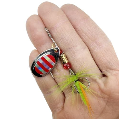 Fishing Spinner Baits Lures Kit for Trout Bass Salmon Lures with Treble Fishing Hooks, Rooster Tail Fishing Gears Spoons Effective in Freshwater/Saltwater - color: 10pcs/box with Rooster Tail