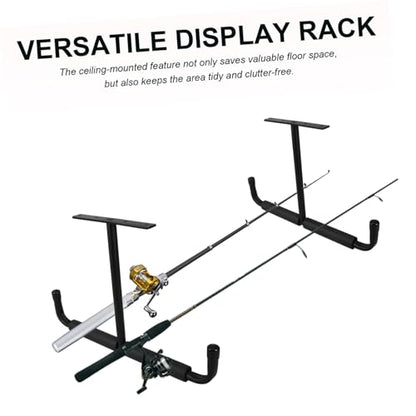SOLUSTRE Garage Ceiling Storage Rack T-shaped Ceiling Hanging Rack Double Sided Hooks for Fishing Rods Bicycles Tools