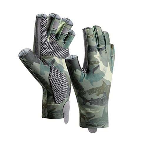 Protection Fingerless Fishing Gloves, UPF50+ Breathable Quick Drying Slip Sun Gloves for Men, with Lightweight Stretch Material for Kayaking Hiking Paddling Driving