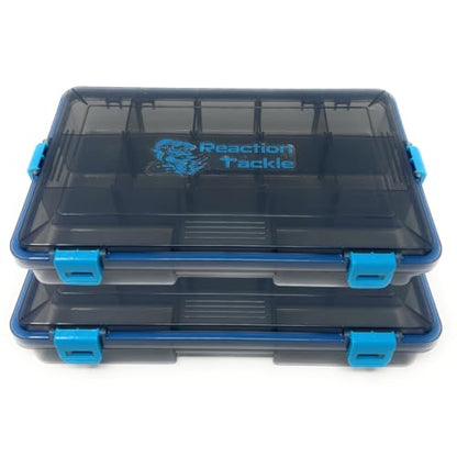 Reaction Tackle Standard Tackle Trays, Plastic Tackle Box Organizers with Four Secure Latches, Removable Dividers and Semi Transparent Lid for Fishing Storage - 3600 (2-Pack) - size: 3600 (2-Pack)