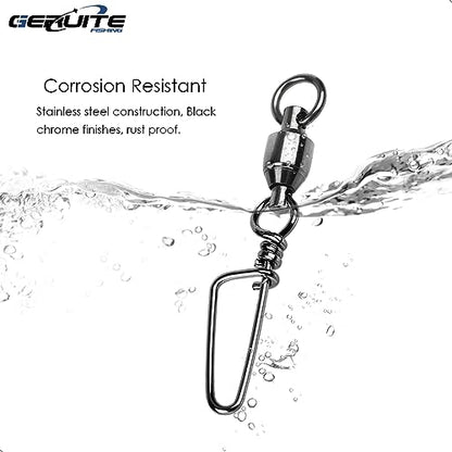 Snap Fishing Swivels Ball Bearing Black Nickel Ball Bearing Swivels Saltwater Heavy Duty Barrel Swivels for Freshwater Saltwater Fishing - size: Size 2+2(45lb) 20 Pcs