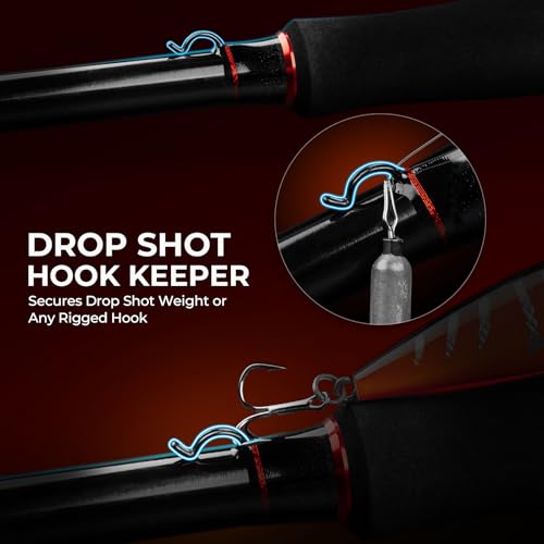 KastKing Brutus Spinning Rods & Casting Fishing Rods, IM6 Graphite Blanks, 2-Piece Rods with Extra Tip Section, PTS Power Transition System, No-Slip Grip, Hook Keeper - size: 7'6''-H-(2 Pcs+ Extra Tip), style: Cast