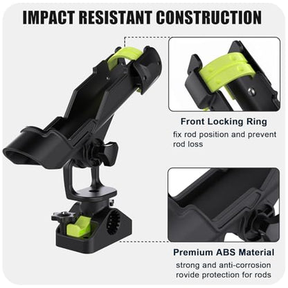 Combo Mount Fishing Rod Holders - 360 Degree Adjustable Boat Rod Rack - style: Rod Holder+rail Mount+track Mount