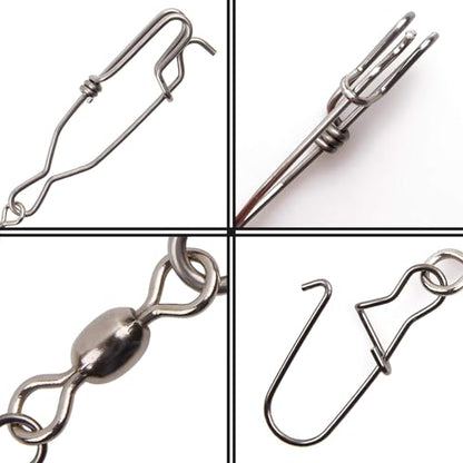 Longline Fishing Snap Clips High Strength Stainless Steel Floatline Tuna Clips Branch Hangers with Duo Lock Snap Swivels Saltwater Fishing Long Line Clips Longline Decoys - size: 4pcs