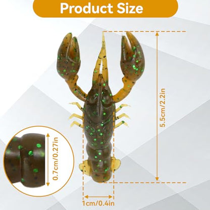 HERCHR Soft Fishing Lure Crawfish Bait Shrimp Lobster Claw Artificial Lure 10pcs Soft Lure Baits - color: GREEN