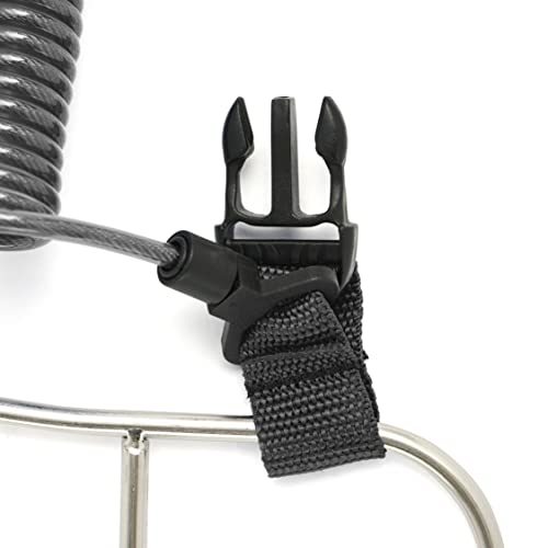 Calissa Offshore Kayak & Spearfishing Stainless Steel Fish Stringer Clip + 36” Steel Core Lanyard+Speargun Spear Fishing Freedive Freediving Scuba Dive Diving Large Holder - style: Black - Regular