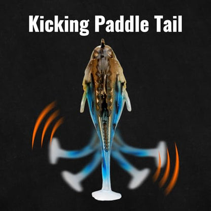 Soft Fishing Lures 5pcs Kit with Tackle Box Weedless Paddle Tail Swimbaits for Bass Trout Crappie Walleye Freshwater Saltwater Life Like Action Durable Plastic Sharp Hooks - color: 2in 5pcs