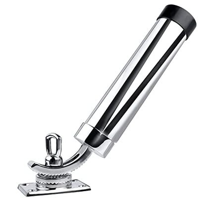 Deck Mount Fishing Rod Holder, Marine Grade Stainless Steel Adjustable Fishing Rod Holders, Support for Marine Boat Yacht - color: Silver 8201SA