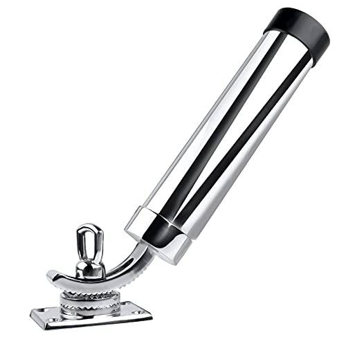 Deck Mount Fishing Rod Holder, Marine Grade Stainless Steel Adjustable Fishing Rod Holders, Support for Marine Boat Yacht - color: Silver 8201SA
