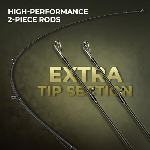 KastKing Spartacus Defender Twin-Tip Fishing Rod and Reel Combo, Spinning & Baitcaster Combo, KastFlex IM7 Graphite 2-Piece Blanks with Backup Tip Section, PTS System, EVA Handles - style: Cast: Left Reel, 7'0"- Mh Rod(2pcs+ Extra Tip)