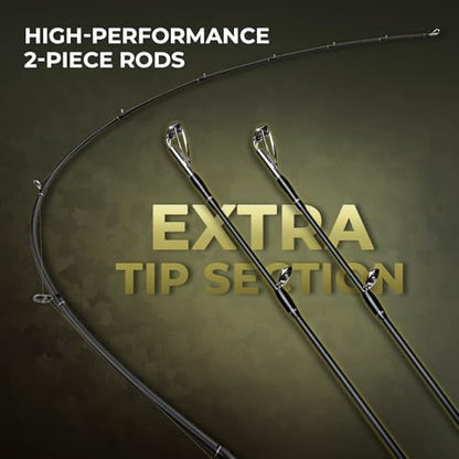 KastKing Spartacus Defender Twin-Tip Fishing Rod and Reel Combo, Spinning & Baitcaster Combo, KastFlex IM7 Graphite 2-Piece Blanks with Backup Tip Section, PTS System, EVA Handles - style: Cast: Right Reel, 7'0"- Mh Rod(2pcs+ Extra Tip)