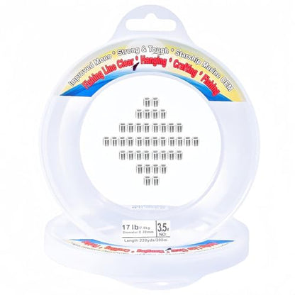 Aboda Clear Fishing Line 0.2-1 mm, Strong Invisible Nylon Fishing Wire 8-100 lb Test Includes Crimp Sleeves, Clear String for Hanging Decorations Balloons Garlands Beading Crafts & Jewelry - size: 0.3mm, 656ft, 17lb