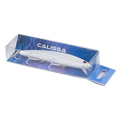 Calissa Offshore Tackle 110mm and 140mm California Inshore Fishing - Special Jerkbait Crankbait Surf Flash Fishing Salt Pro Lure Minnow Zebra MS Metallic Sardine Glow - size: 110mm, style: White