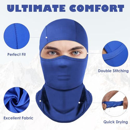 Achiou Ski Mask Balaclava Shiesty, Cooling Ice Silk Motorcycle Face Cover | Ski Mask for Men/Women,Breathable Face Mask,Thin Summer Balaclava,Versatile Use for Skiing Moto,UV Protection,Helmet Friendly - color: Royal Blue