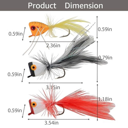 Fly Fishing Poppers, Topwater Fishing Lures Bass Crappie Bluegill Sunfish Panfish Trout Salmon Perch Steelhead Flies for Fly Fishing Bass Panfish Bluegill Trout Salmon - color: 10pcs-new design
