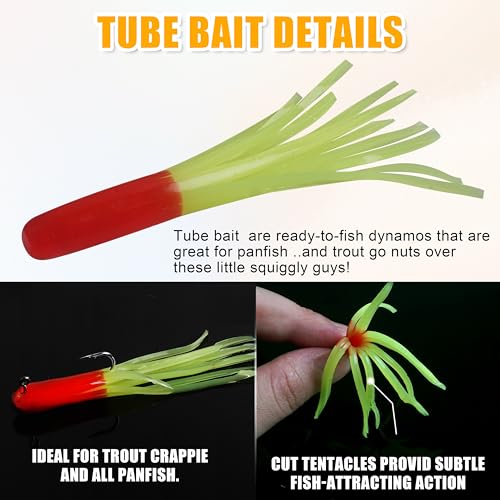 Crappie Jigs Kit with Tube Baits,Soft Plastic Crappie Lures Grub Worm Swimbaits and Tube Jig Heads Hook for Bass Panfish Trout Fishing Freshwater Saltwater