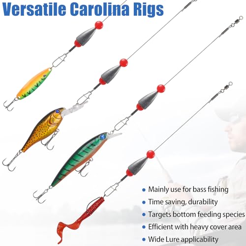 Carolina Rig Bass Fishing Ready Tied Fishing Leaders with Bullet Sinkers Weights Pre Rigged Catfish Carolina Rigs 3/8oz 1/2oz 3/4oz - style: 3/8oz-5pcs