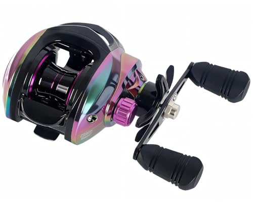 Baitcasting Reel,Carbon Fiber Drag Fishing Baitcaster Reels, Bait Cast Reel With 7.2:1 Gear Ratio 10+1 Ball Bearings 17.6lbs Max Drag Right Hand，Fish Gift For Man - color: XUANCAI