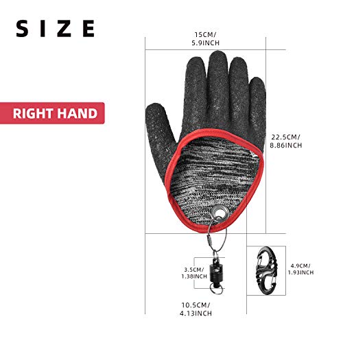 SF Fly Fishing Puncture Proof Gloves with Magnet Release Waterproof Fish Landing Glove Professional - color: Right Hand