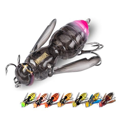 Kingdom Wasp Crawl Bait Insect Bionic Floating Fishing Lures Swimbaits Hard Artificial Baits Lure Freshwater and Saltwater Bass Carp Pike Walleye Fishing ABS Material Carbon Steel Three Book Hook - color: 02, size: 6.6g