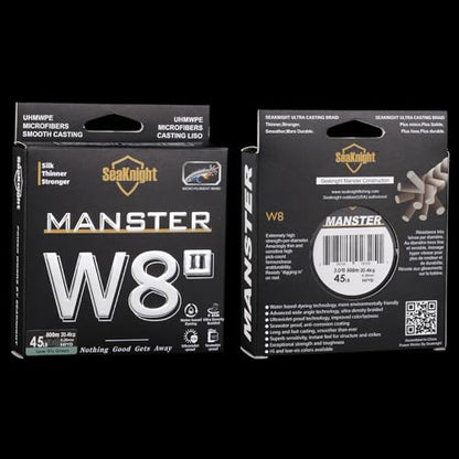 SeaKnight MANSTER W8 II 8 Strand Braided Fishing Line -Super Strong, Abrasion Resistant, No Stretch Braided Line-15LB to 100LB Test for Saltwater and Freshwater Fishing Line Braid - color: 8Strands Low-Vis Gray, size: 33LB (328 Yards)
