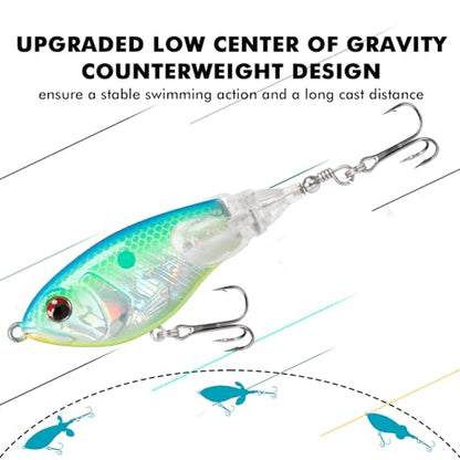 TRUSCEND Popobait Easy Catch Fishing Lures with BKK Hooks, Instant Startup, Longer Cast, Balanced Spray/Sound/Swim, Plopper Topwater Lures for Bass, Trout, Pike, Walleye, Freshwater Saltwater Fishing - color: A-3",0.3oz
