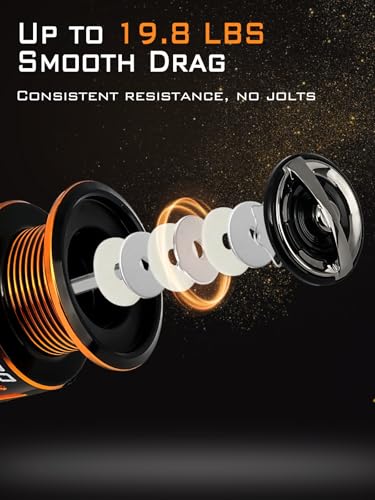 Jenseits Lightweight Spinning Fishing Reel, Sealed Carbon Fiber Up to 20 LB Max Drag, 5+1/6+1BB for Freshwater, 5.2:1 Gear Ratio,CNC Aluminum Spool,1000 Perfect for Ice Fishing, 2000-5000 Series - size: XJ-2000